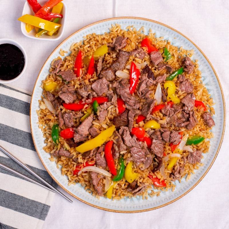 arroz chino lomito de res